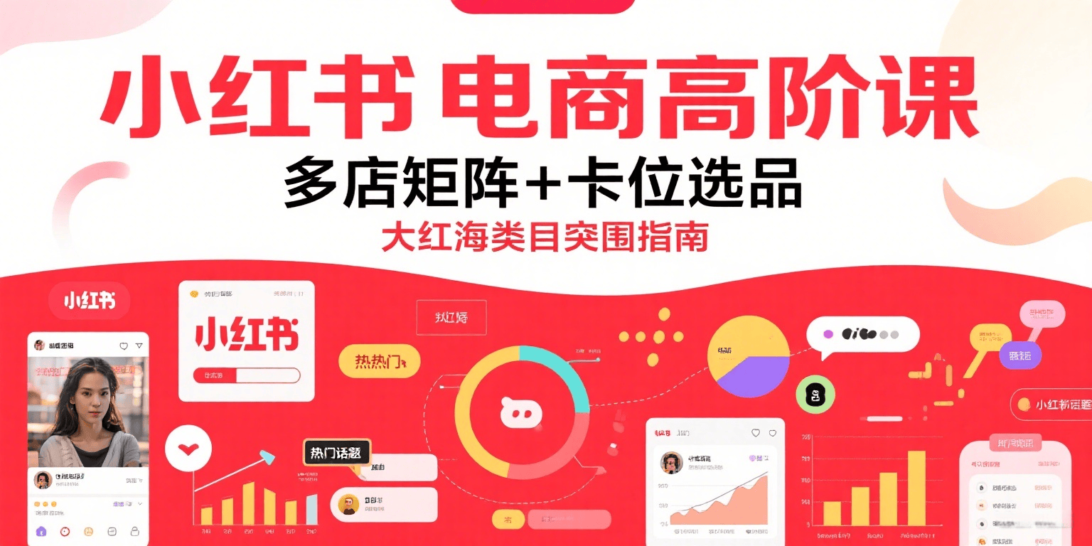 小红书电商高阶课，多店矩阵+卡位选品，大红海类目突围指南