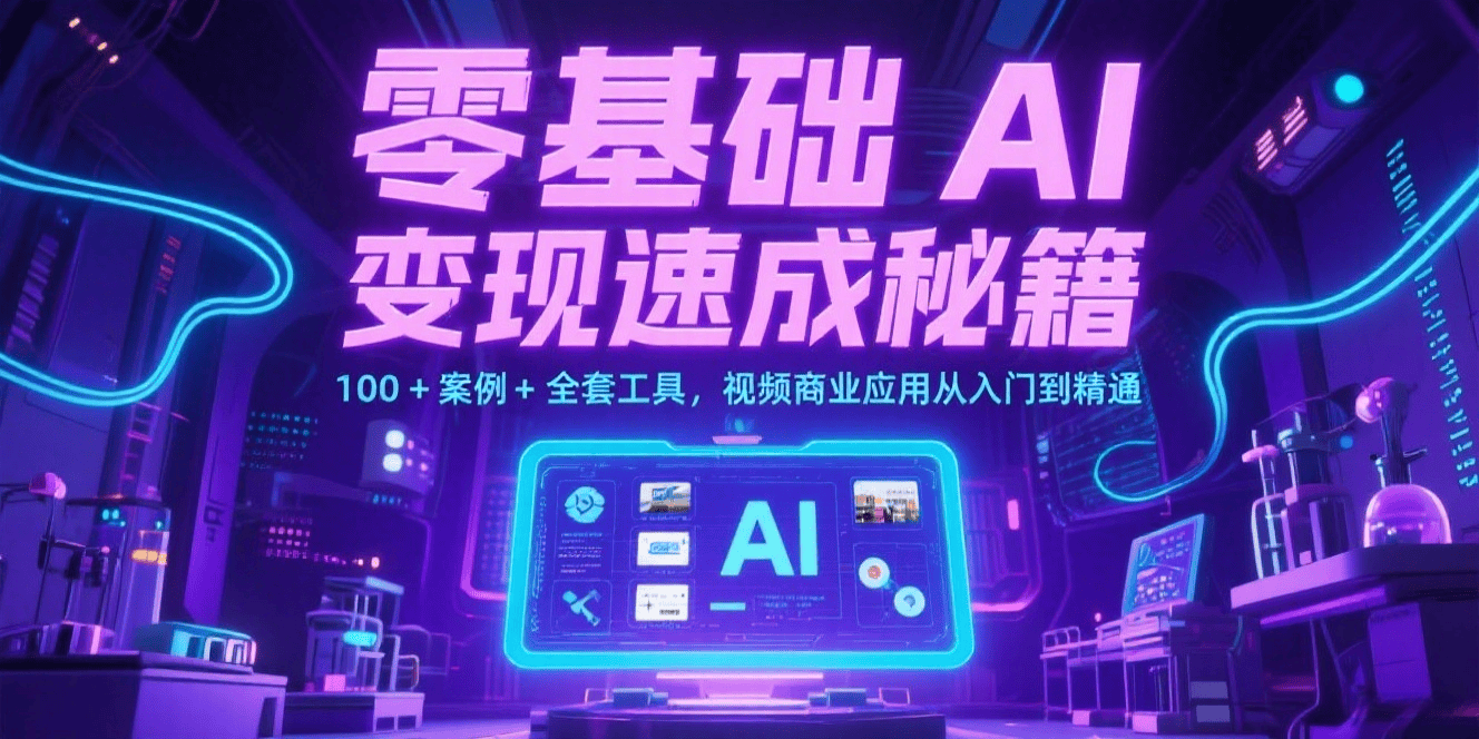 零基础 AI 变现速成秘籍：100 + 案例 + 全套工具，视频商业应用从入门到精通
