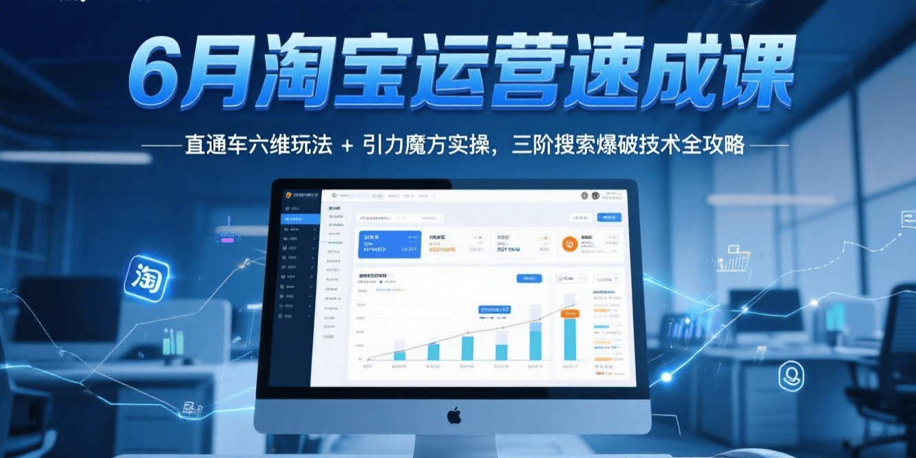 6月淘宝运营速成课：直通车六维玩法 + 引力魔方实操，三阶搜索爆破技术全攻略